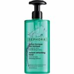  BEAUTÉNIUM Sephora green pump bottle of Instant Refreshing Toner for face and eyes labeled with ginseng extract toner for face  eyes