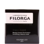 Filorga cosmetic product box with large 'FILORGA' logo and 'PARIS' label, packaging for a smoothing radiance mask.