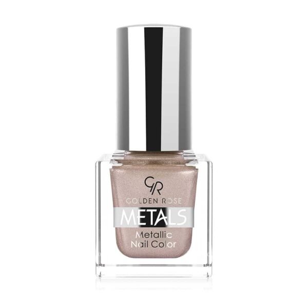 Golden Rose Metals metallic nail color bottle with a shiny silver cap on a white background likely product image of nail polish