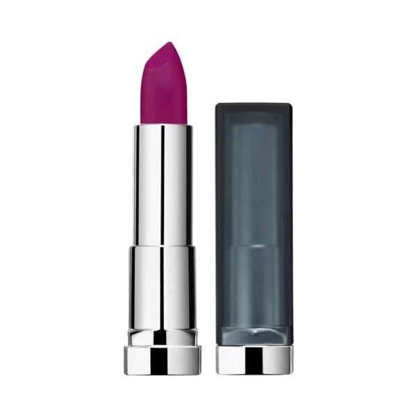 3600531224462-5-1jpg Magenta lipstick in a reflective silver case with the cap standing beside it on a white background