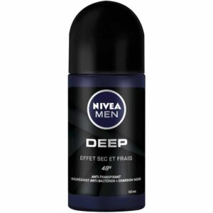 NIVEA Men Deep antiperspirant deodorant bottle with a black cap and dark blue label.