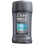 Dove Men+Care Clean Comfort antiperspirant stick with 48h protection in gray packaging.
