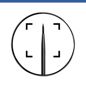 Close-up of a minimalist clock face with black hands pointing straight up on a white background, blue header bar above.