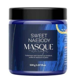 Blue jar labeled 'Sweet Nobody Masque' with a black lid—hair treatment masque, 150 g (5.07 oz).